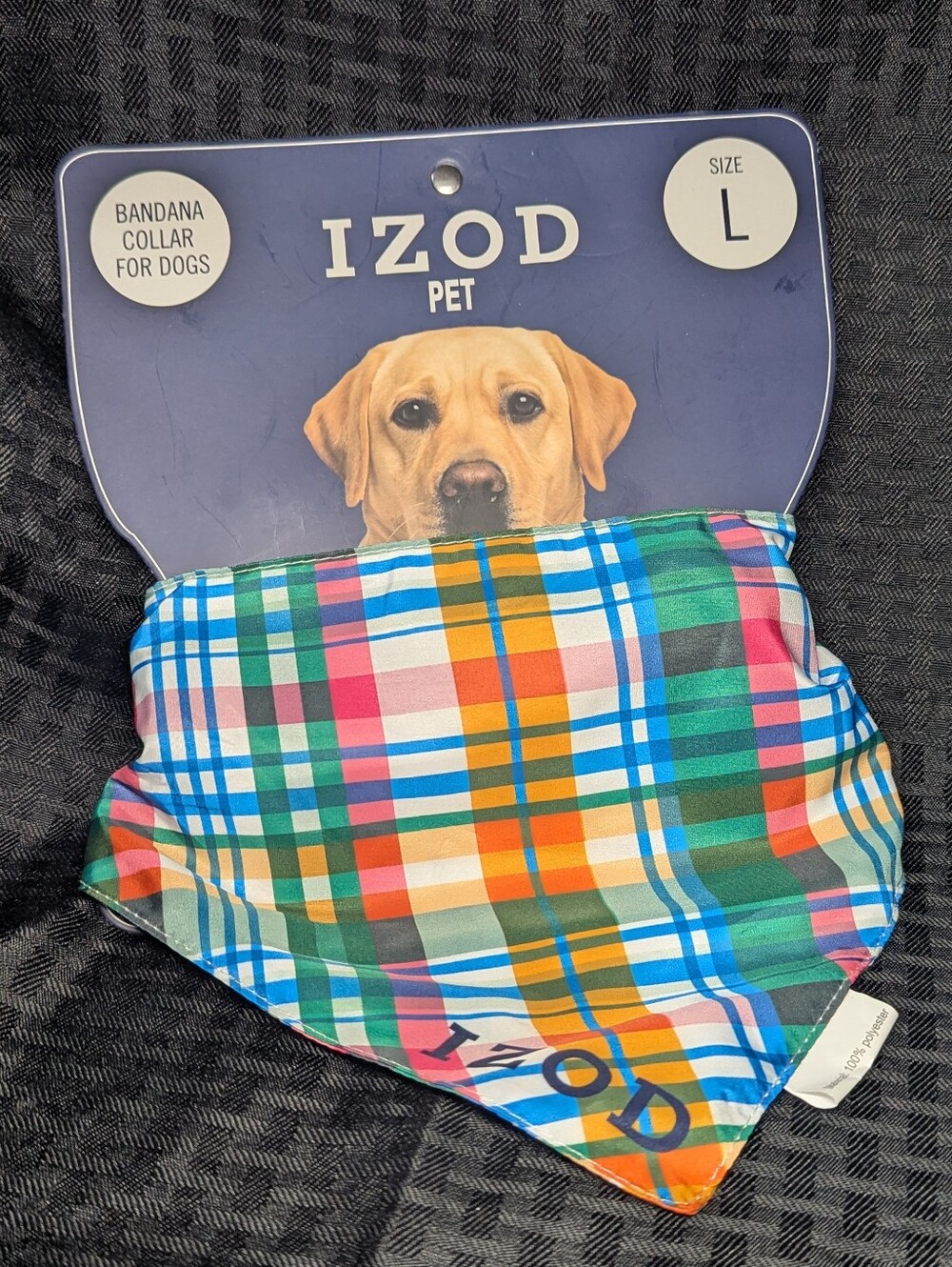 Blue & Green Plaid Izod Dog Bandana Collar.